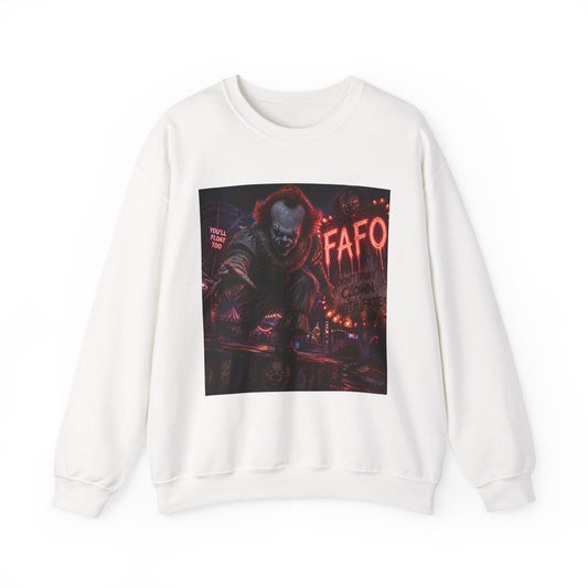 Horror Clown Crewneck Sweatshirt – Neon Carnival Pennywise Design