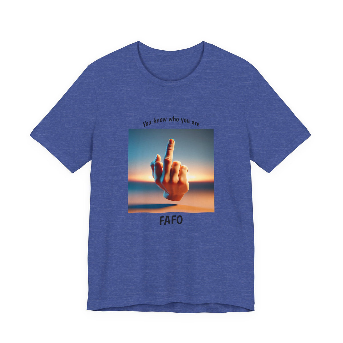 Sunset Middle Finger Graphic Tee – 'FAHO' Casual Statement T-Shirt