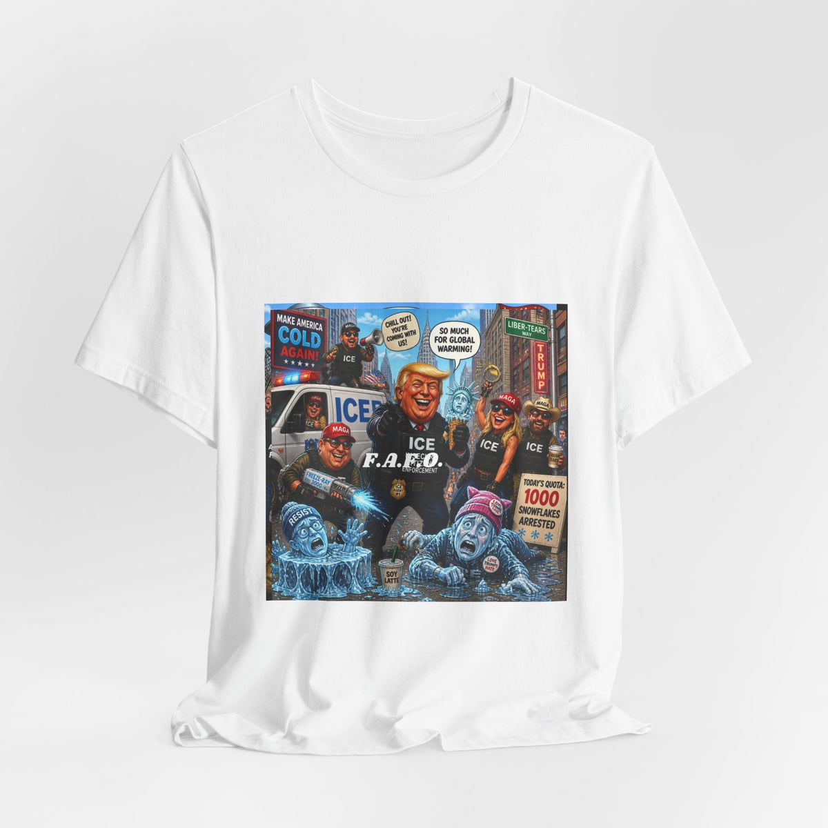 Political Satire T‑Shirt — ICE F.A.F.O. Collage Graphic Tee