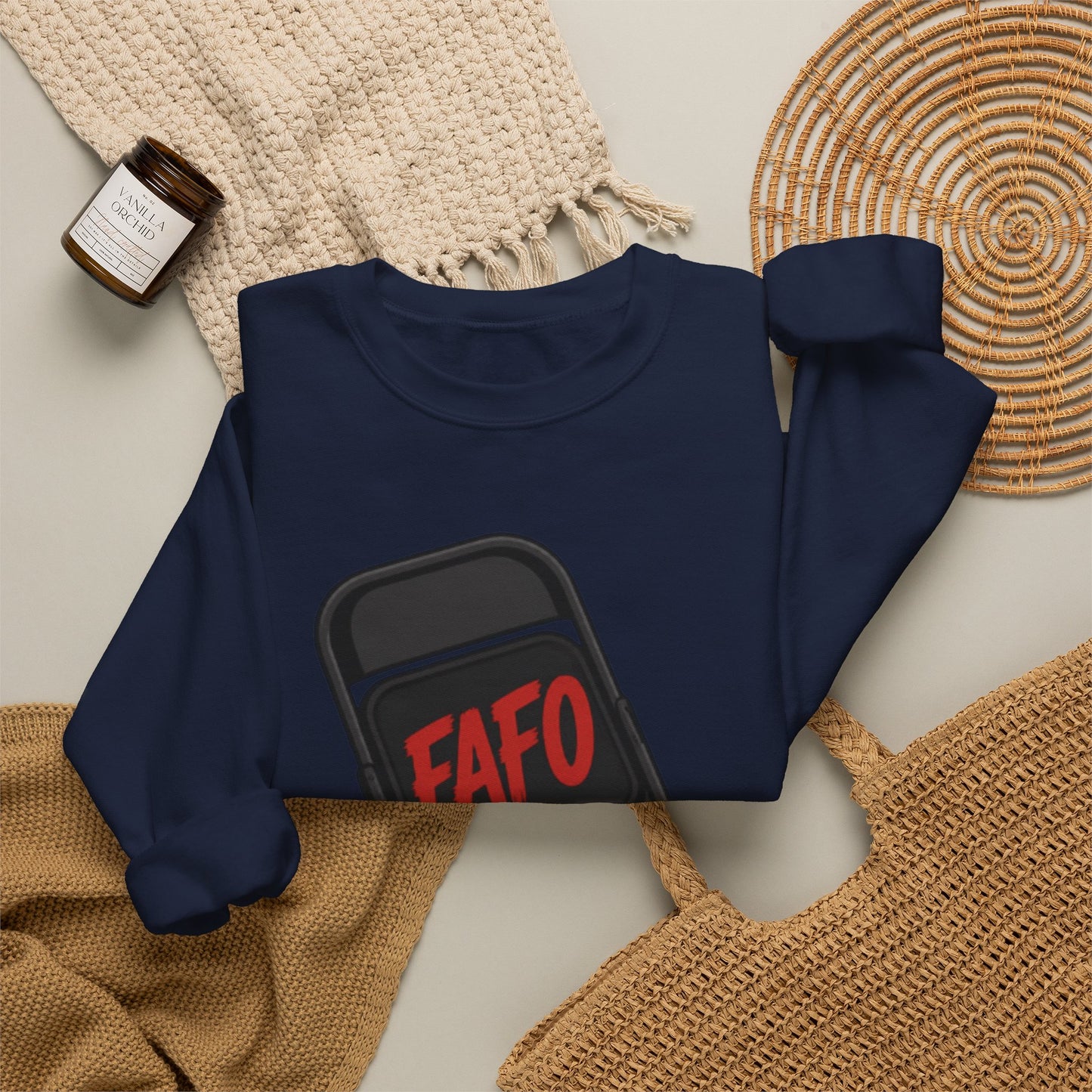 FAFO Society Crewneck Sweatshirt — Raised Fist Chair Graphic