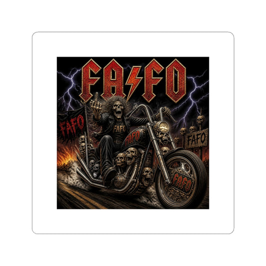 FAFO Biker Skull Motorcycle Sticker — Heavy Metal Kiss-Cut Decal