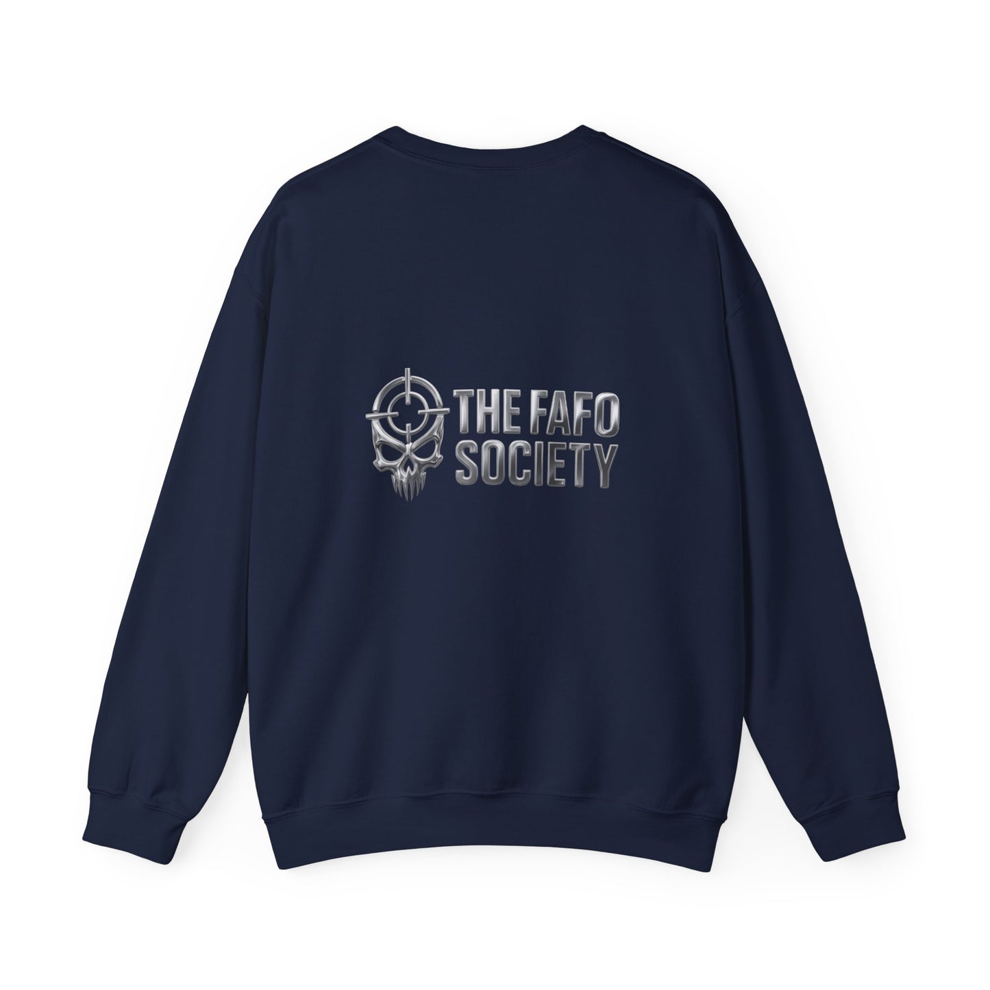 Bunny Soldier Crewneck Sweatshirt — Blue Cartoon Bunny with Rifle (The FAFO Society)