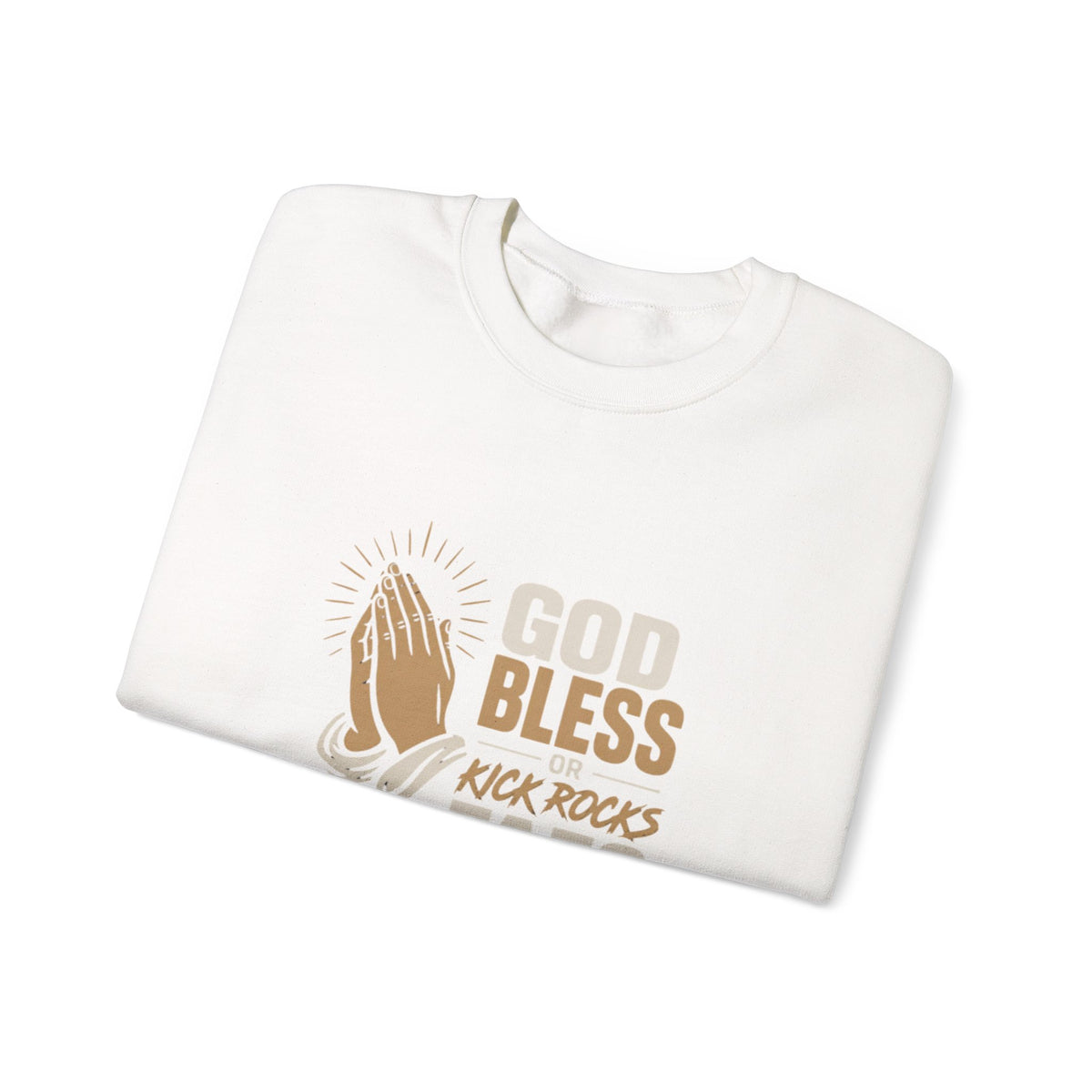 Prayer Hands Crewneck Sweatshirt — "God Bless" Faith Graphic Pullover