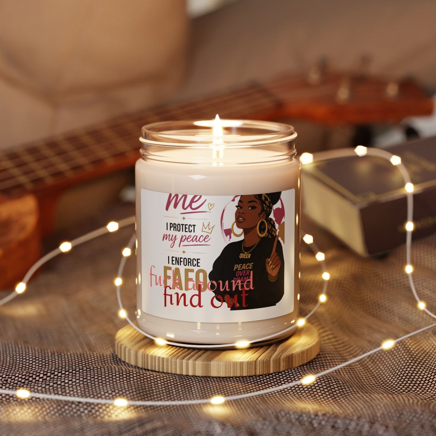 Scented Soy Candle — "I Protect My Peace" Affirmation Jar (9oz)
