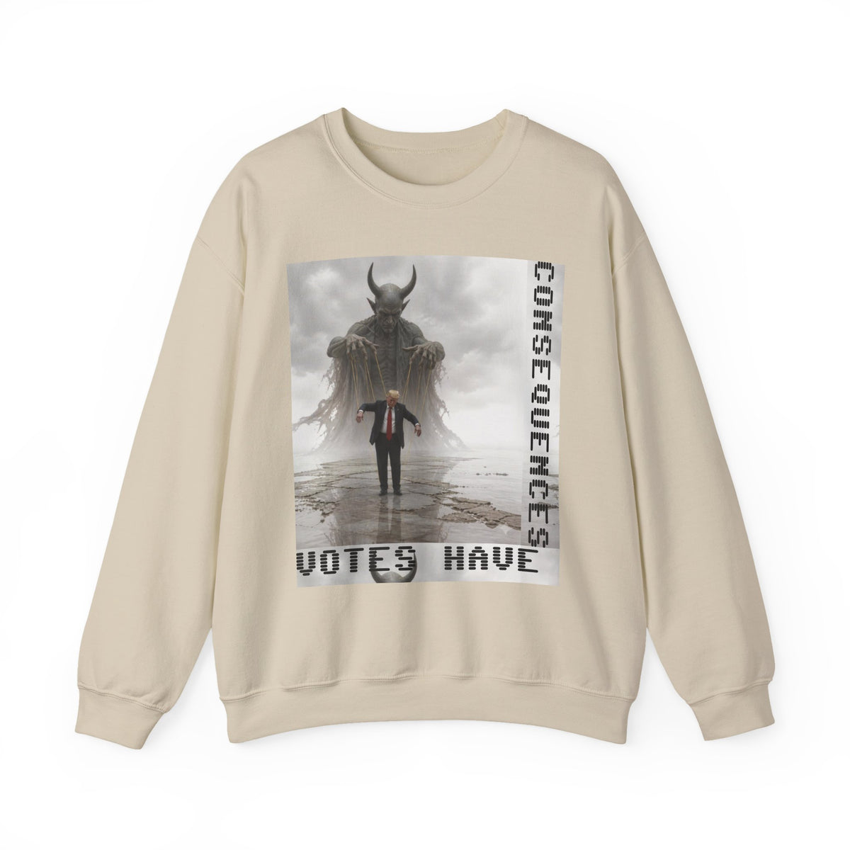 Consequences Have Votes Have Crewneck Sweatshirt — Political Dystopia Graphic Sweatshirt