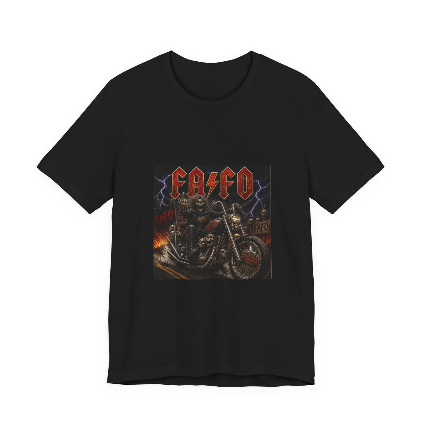 Motorcycle Skull Band Tee – 'CASEO' Heavy Metal Rider T‑Shirt
