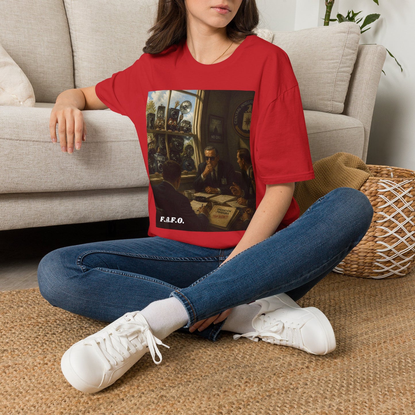 Conspiracy Tee — "Flock Cameras Are Watching" CIA Surveillance Graphic T-Shirt