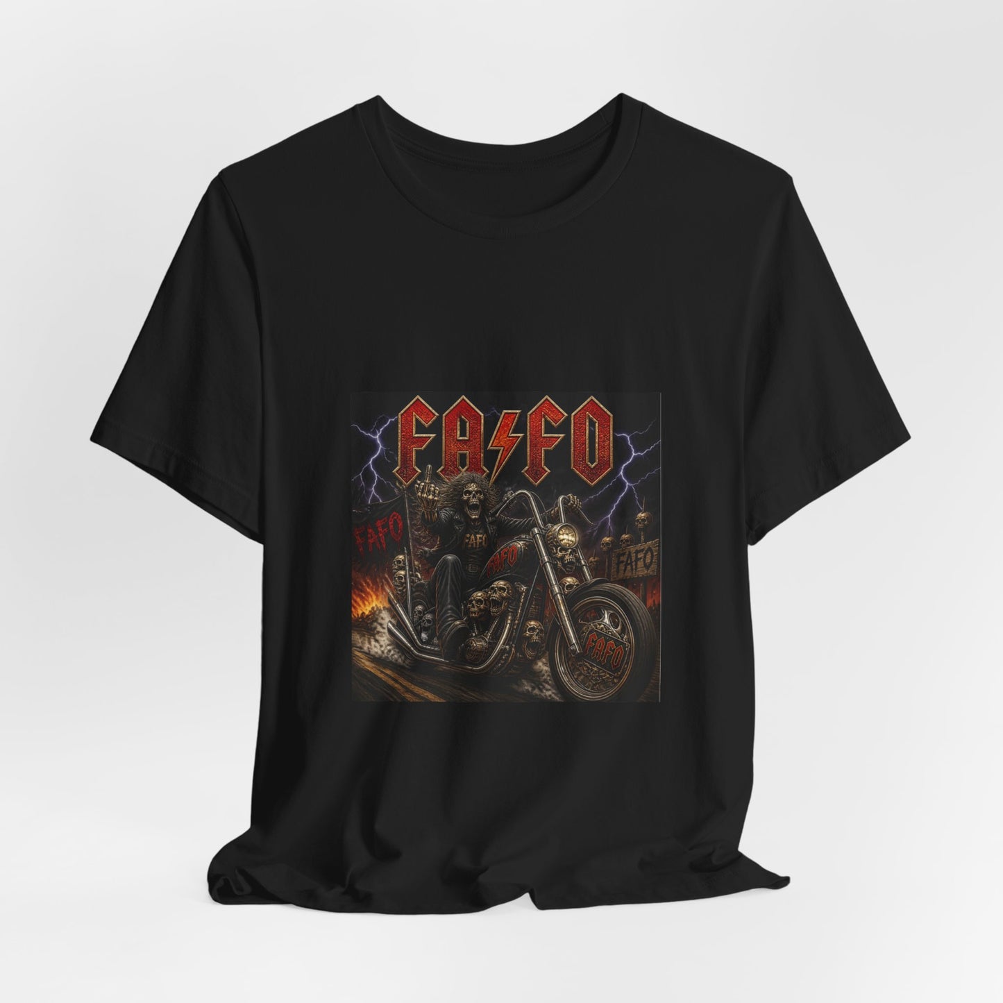 Motorcycle Skull Band Tee – 'CASEO' Heavy Metal Rider T‑Shirt
