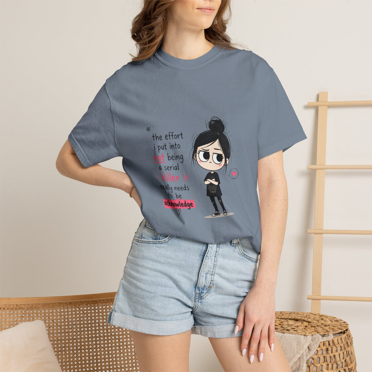 T-Shirt — Cute Dark Humor 'Not Being a Serial Killer' Graphic Tee (The FAFO Society Back)