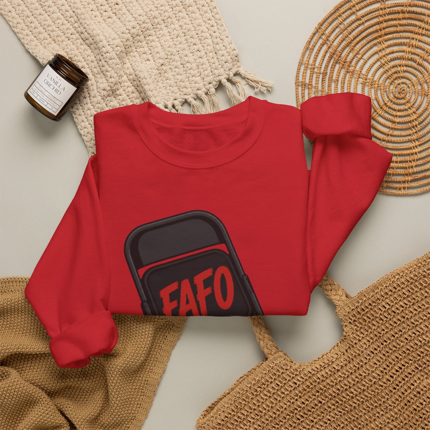 FAFO Society Crewneck Sweatshirt — Raised Fist Chair Graphic
