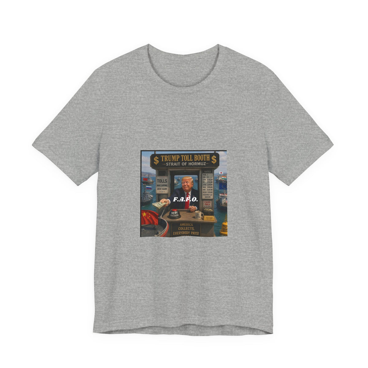 Political Satire Tee — "Trump Toll Booth" Graphic Shirt