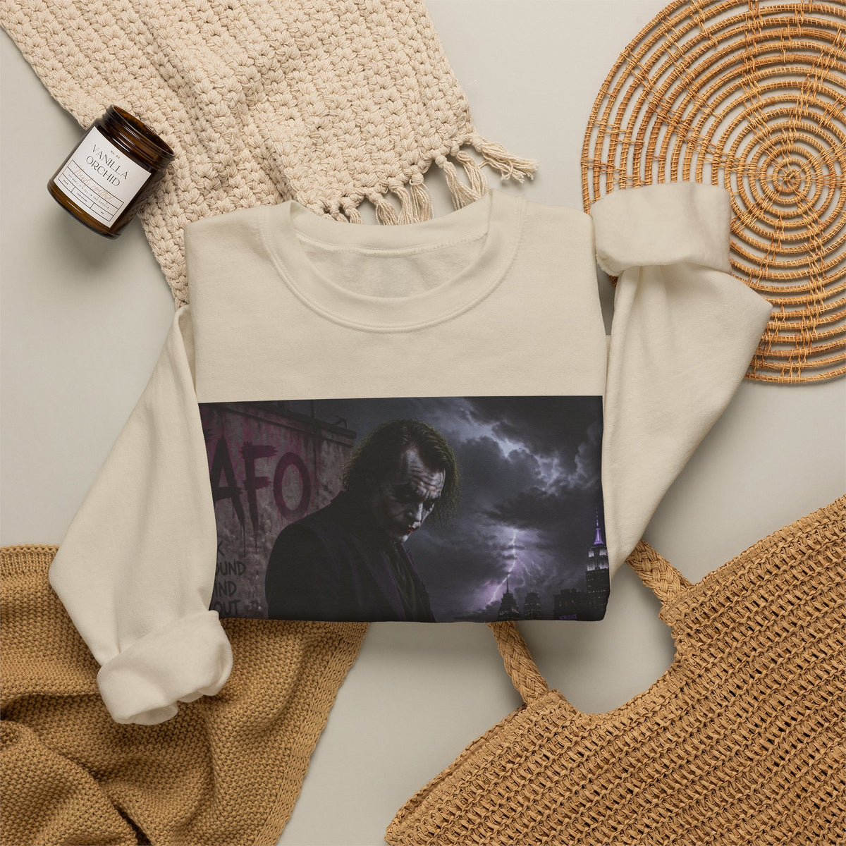 Dark Urban Noir Crewneck Sweatshirt – Moody Street Scene Graphic