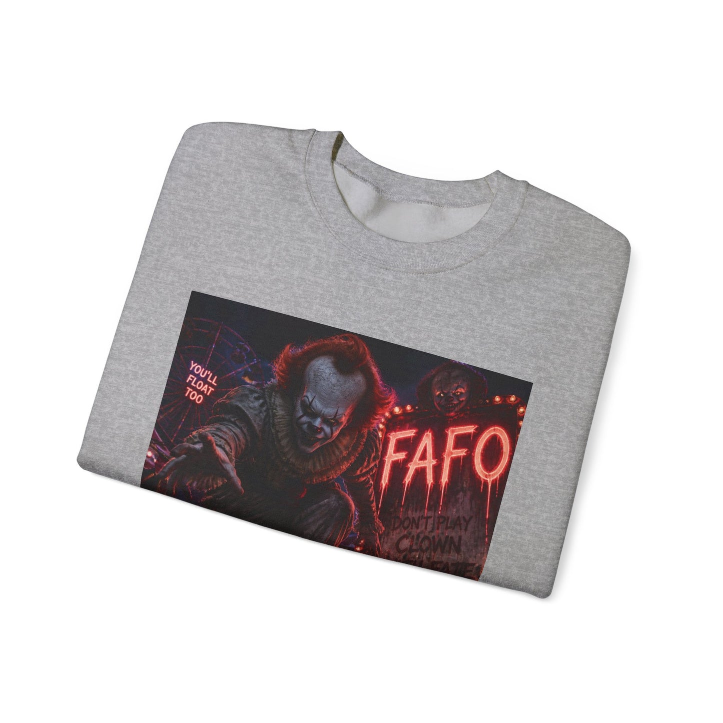 Horror Clown Crewneck Sweatshirt – Neon Carnival Pennywise Design