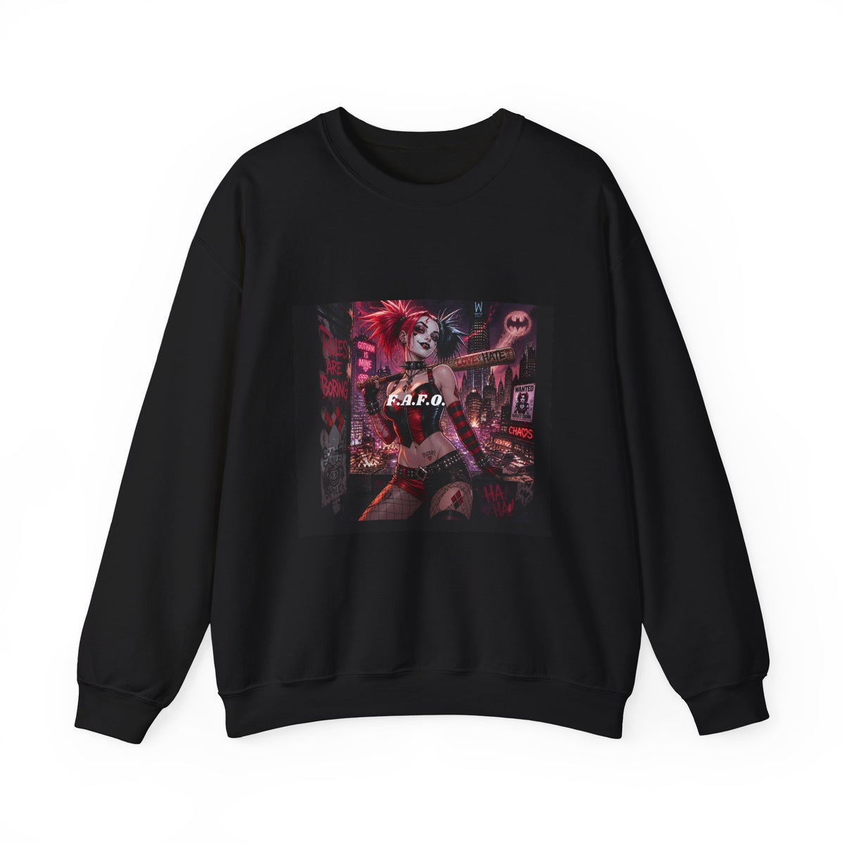 Crewneck Sweatshirt — Neon Harley Quinn Poster Design (G.F.O.)
