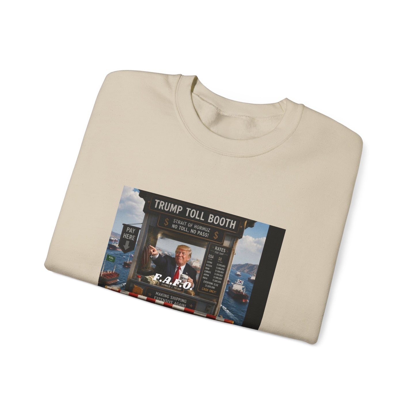 Crewneck Sweatshirt — 'Trump Toll Booth' Graphic Political Crewneck