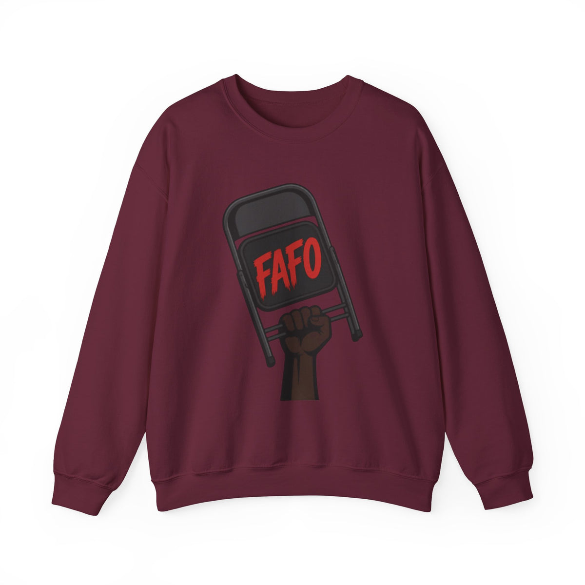 FAFO Society Crewneck Sweatshirt — Raised Fist Chair Graphic