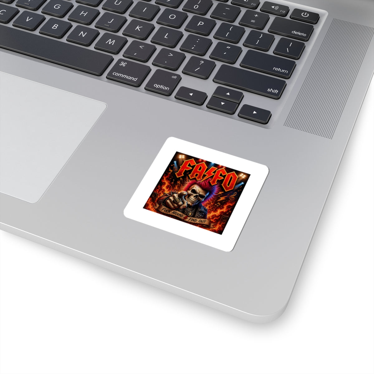 FAKFO Skull Fire Kiss-Cut Sticker — Heavy Metal Band Logo Sticker