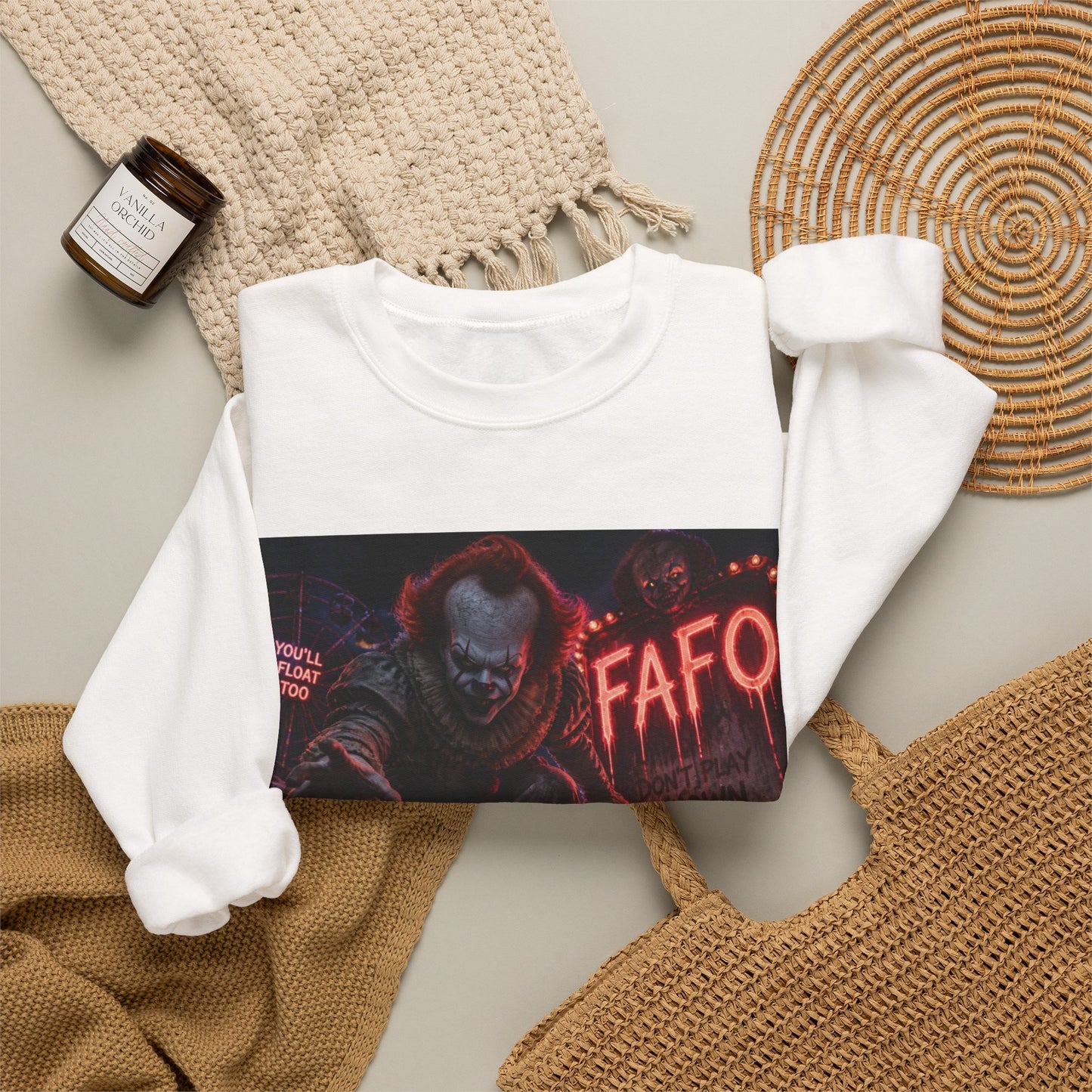 Horror Clown Crewneck Sweatshirt — 'The FAFO Society' Graphic