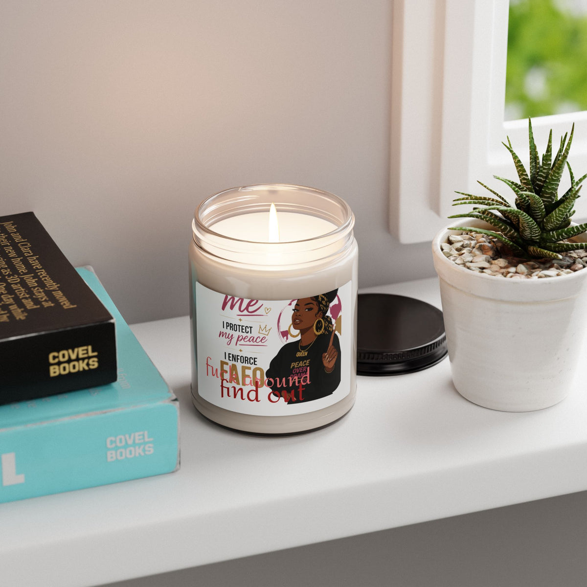 Scented Soy Candle — "I Protect My Peace" Affirmation Jar (9oz)