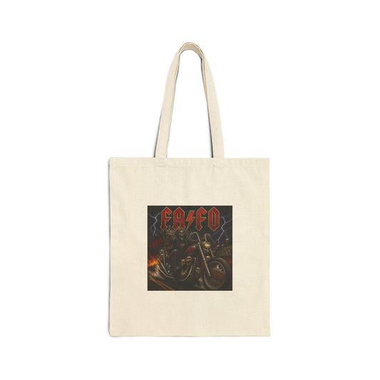 Biker Skull Tote Bag — 'Badd' Motorcycle Graphic Canvas Tote
