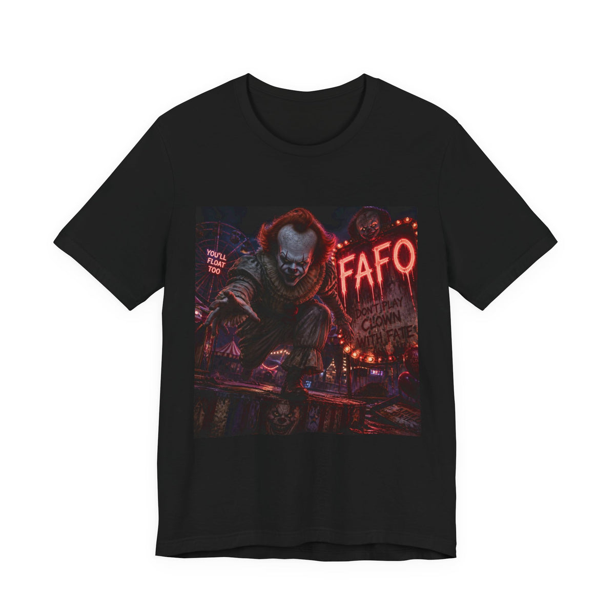 Horror Clown Graphic Tee — 'FAFO' Neon Carnival T-Shirt