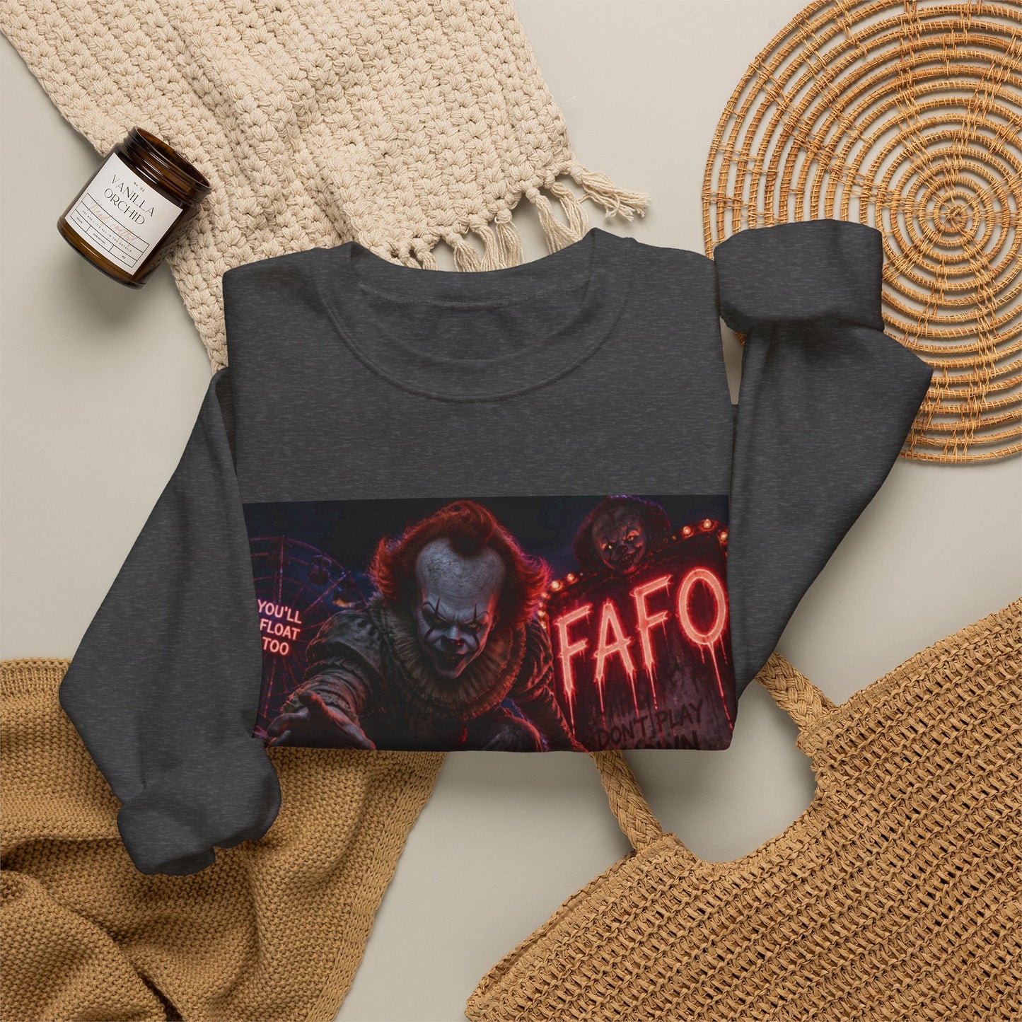 Horror Clown Crewneck Sweatshirt — 'The FAFO Society' Graphic
