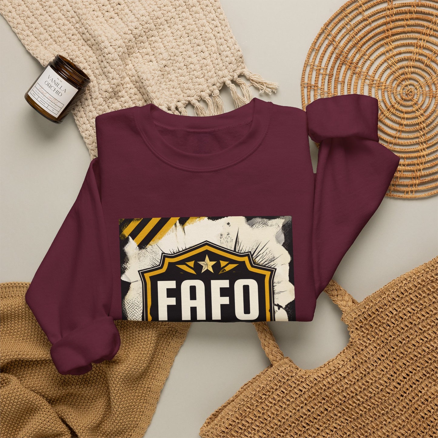 FAFO Security Crewneck Sweatshirt — Bold Badge Graphic Pullover