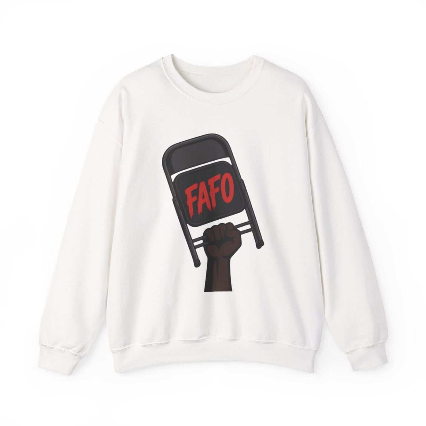 FAFO Society Crewneck Sweatshirt — Raised Fist Chair Graphic