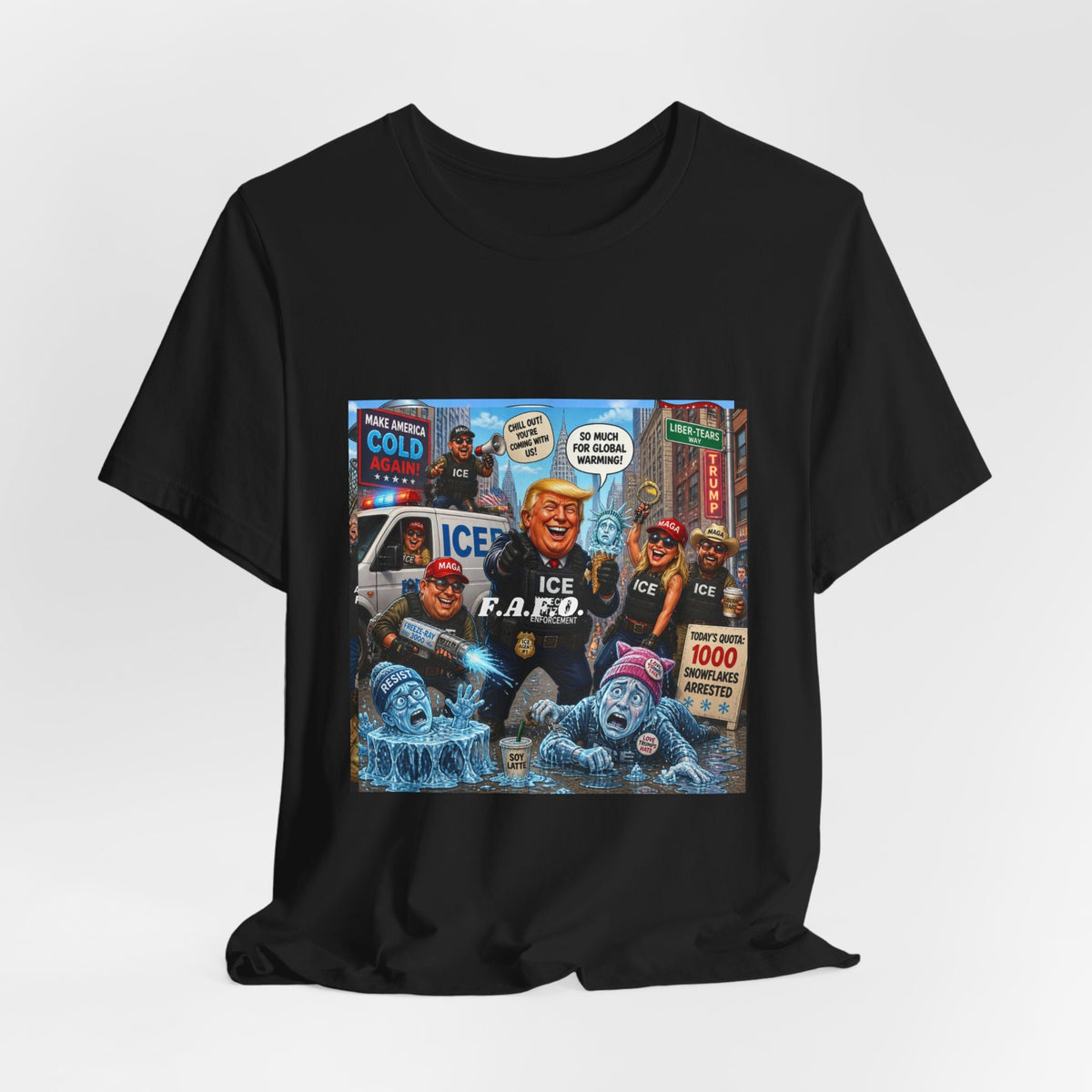 Political Satire T‑Shirt — ICE F.A.F.O. Collage Graphic Tee