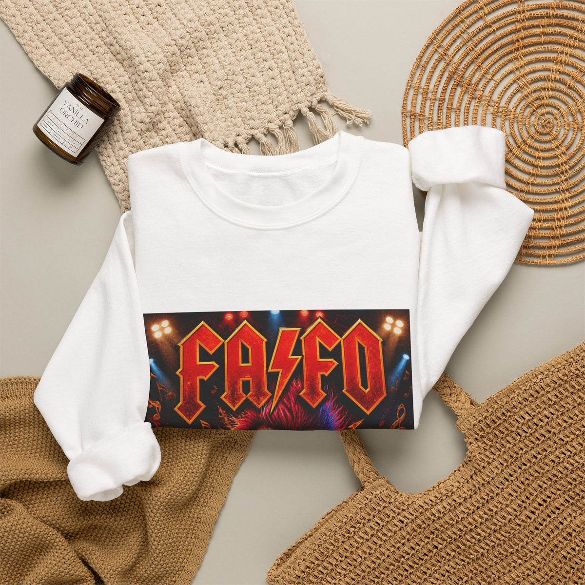 Crewneck Sweatshirt - 'Faded' Grunge Skull Design