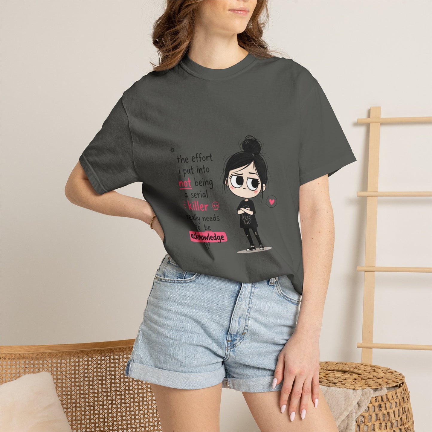 T-Shirt — Cute Dark Humor 'Not Being a Serial Killer' Graphic Tee (The FAFO Society Back)