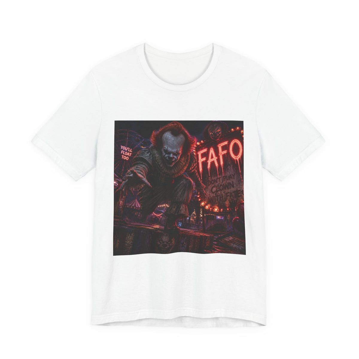 Horror Clown Graphic Tee — 'FAFO' Neon Carnival T-Shirt