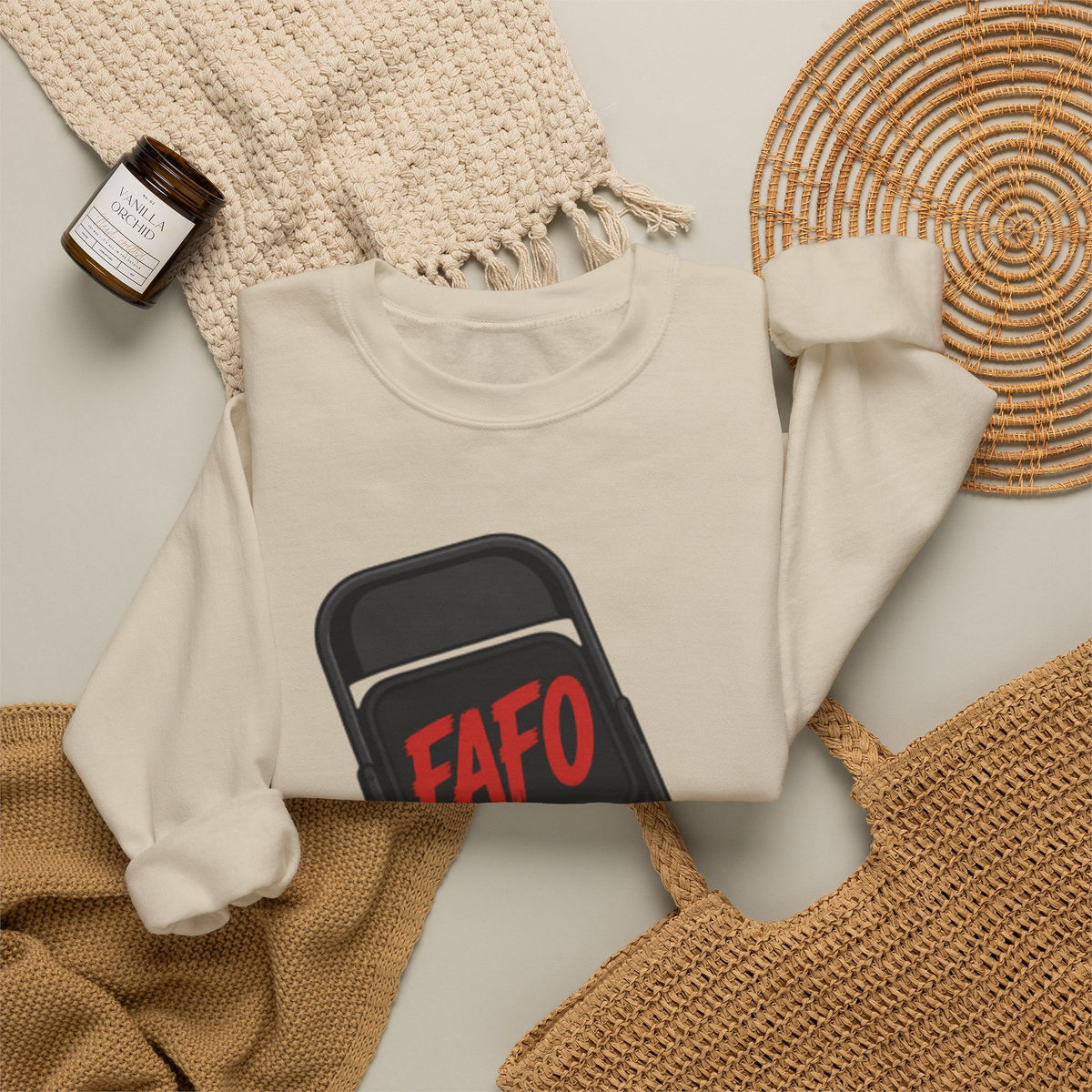 FAFO Raised Fist Chair Crewneck Sweatshirt — Bold Protest Graphic