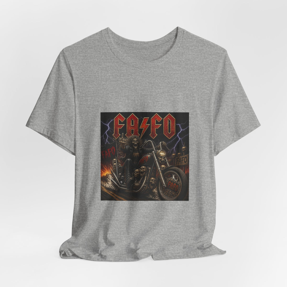 Motorcycle Skull Band Tee – 'CASEO' Heavy Metal Rider T‑Shirt