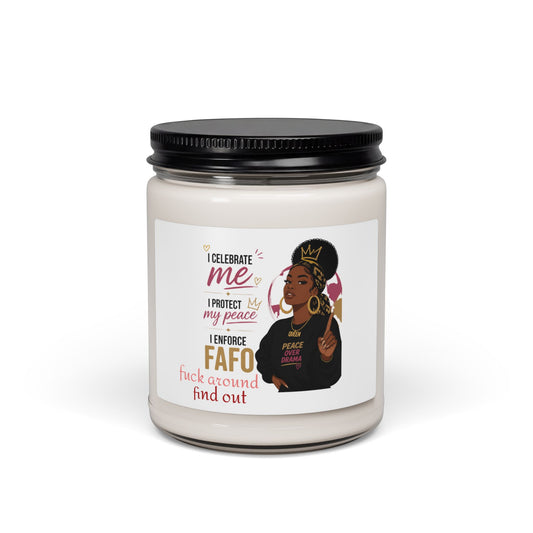Scented Soy Candle — "I Protect My Peace" Affirmation Jar (9oz)