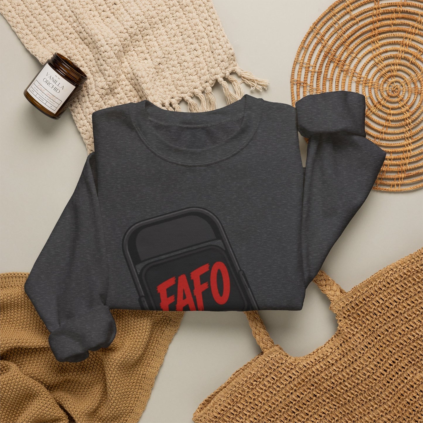 FAFO Society Crewneck Sweatshirt — Raised Fist Chair Graphic