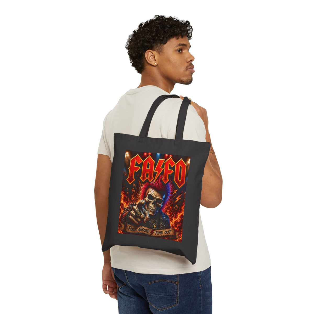 Demon Slayer Graphic Tote Bag - 'FATU' Heavy Metal Artwork Canvas Shopper