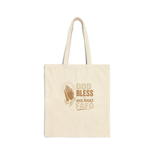 God Bless Cotton Tote Bag – Praying Hands 'God Bless' Canvas Shopper