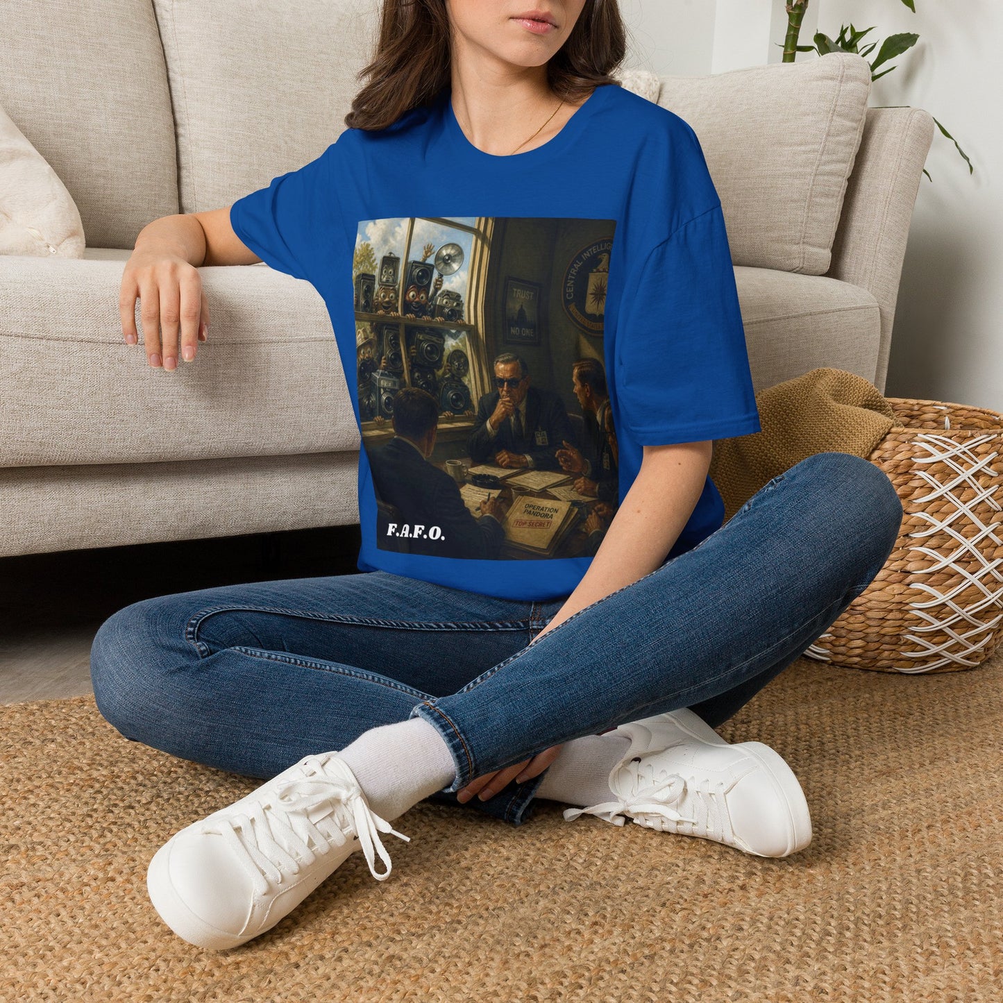 Conspiracy Tee — "Flock Cameras Are Watching" CIA Surveillance Graphic T-Shirt