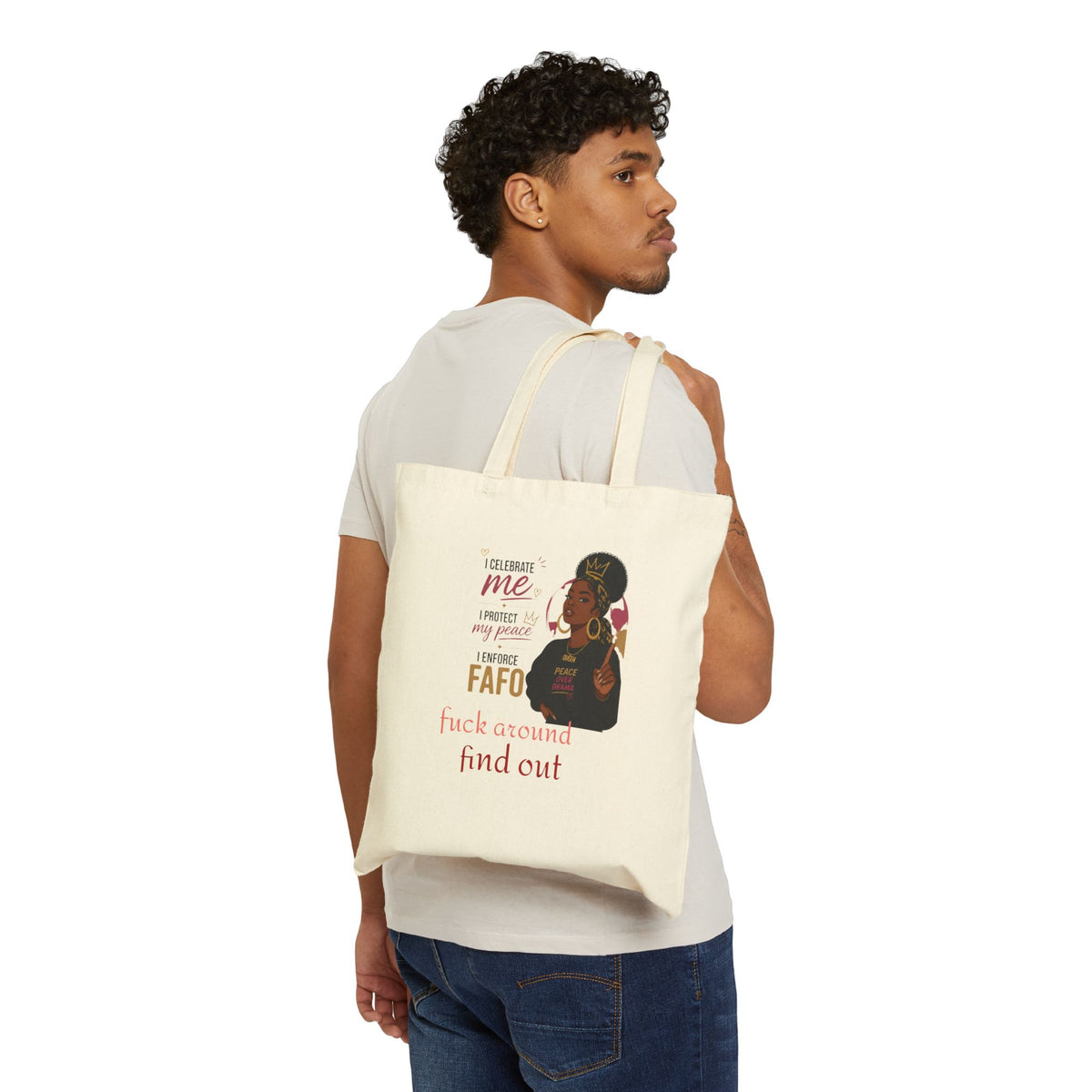 Canvas Tote Bag — "I Celebrate Me" Empowerment Graphic Tote