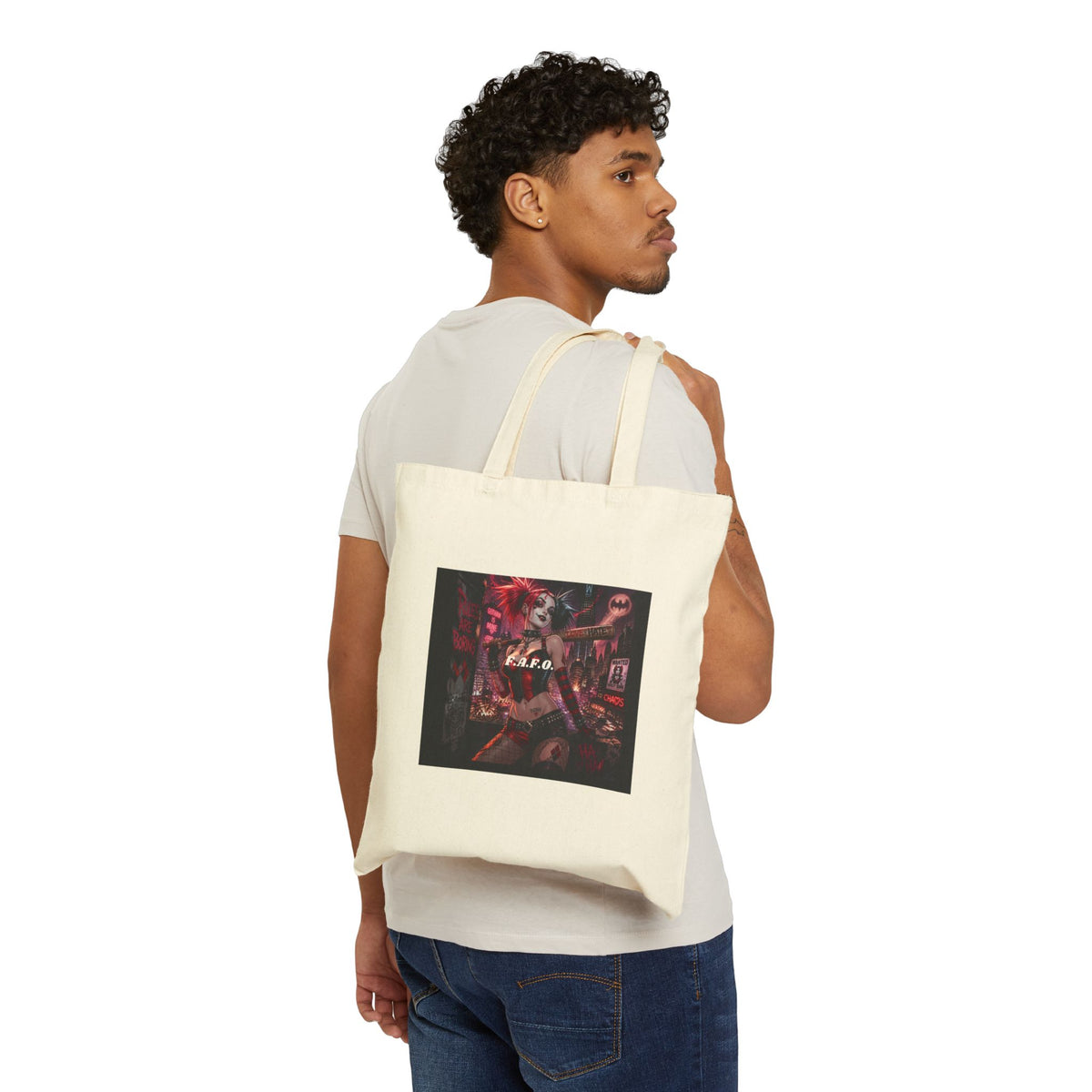 Vintage Rock Guitarist Canvas Tote Bag – 'REBEL' Music Poster Design
