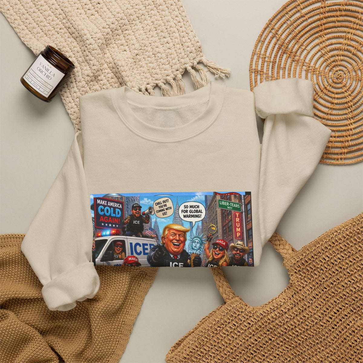 Graphic Crewneck Sweatshirt — 'The FAFO Society' Cold Patrol Artwork