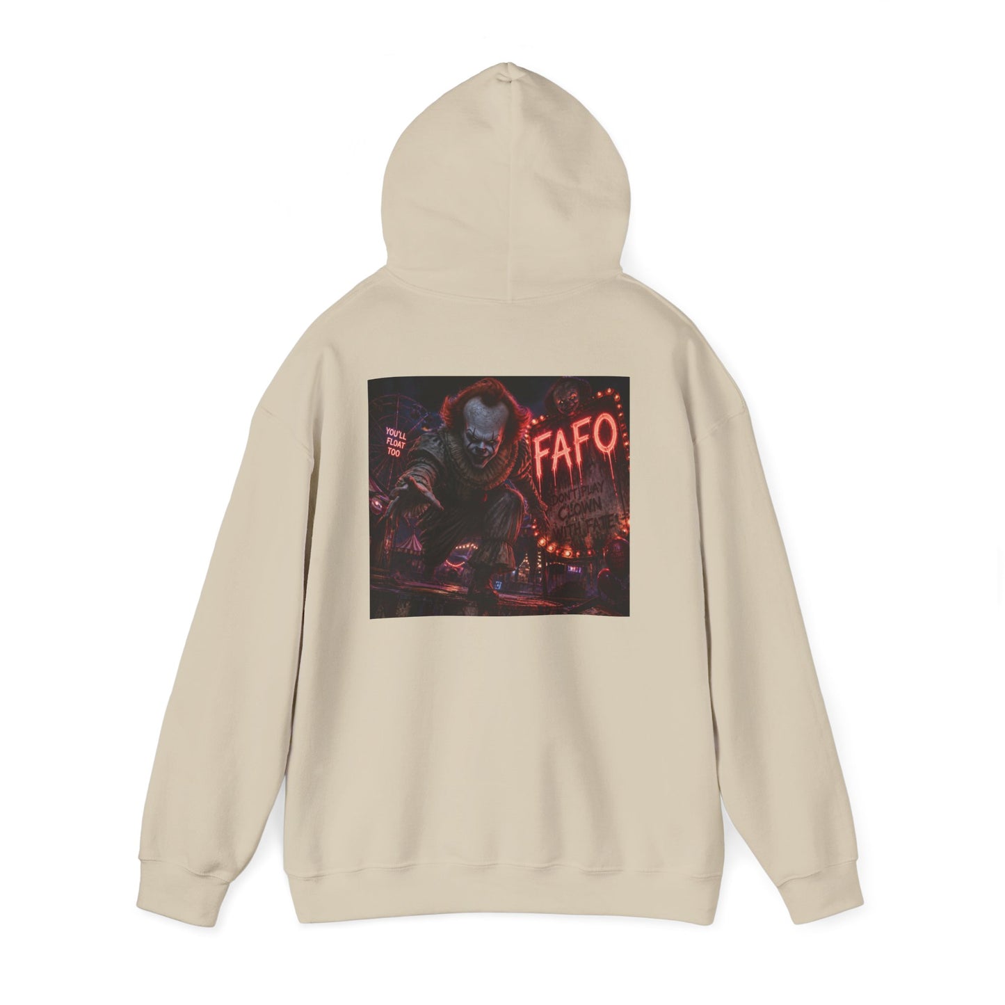 Horror Clown FAFO Hoodie — "You'll Float Too" Pennywise Graphic Sweatshirt