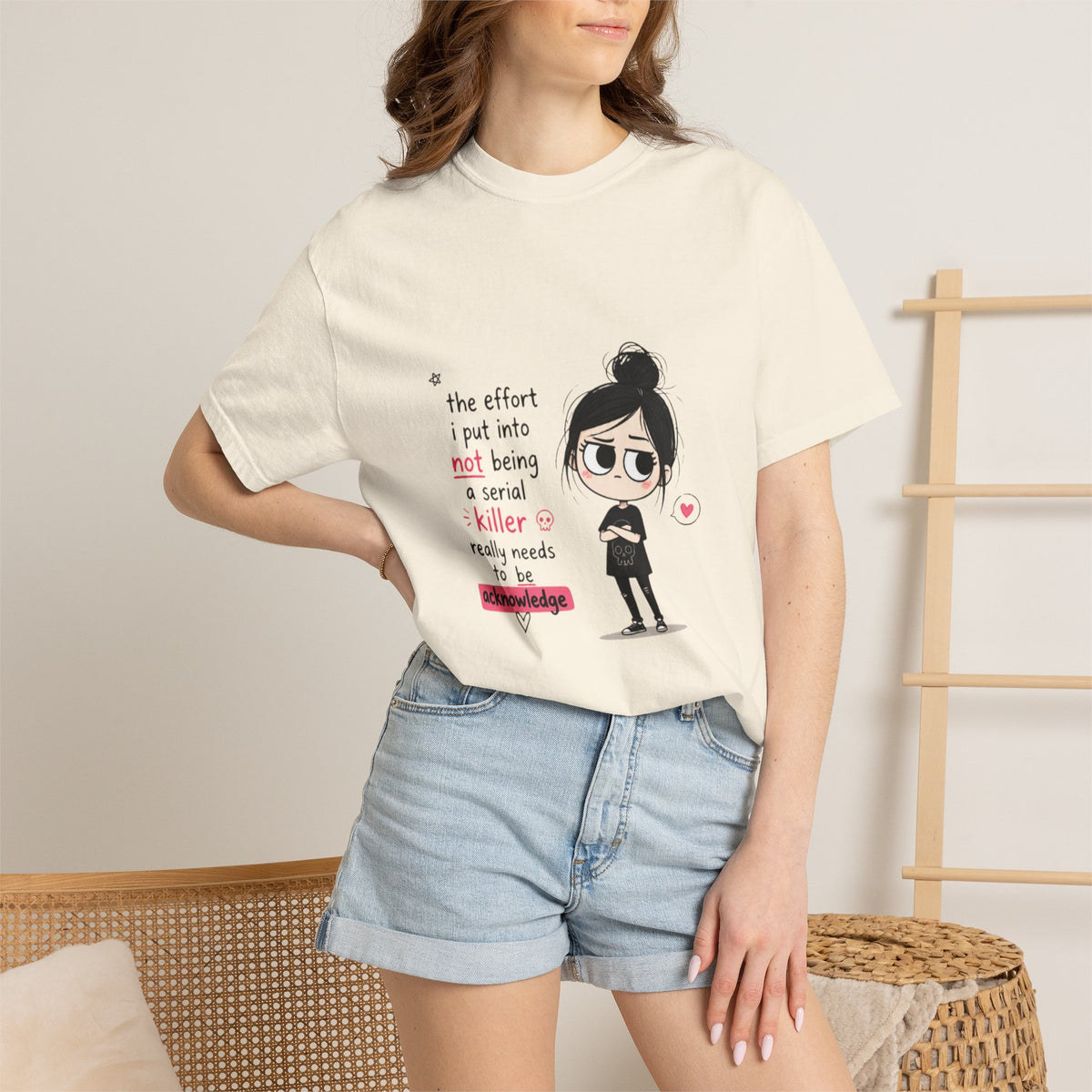 T-Shirt — Cute Dark Humor 'Not Being a Serial Killer' Graphic Tee (The FAFO Society Back)