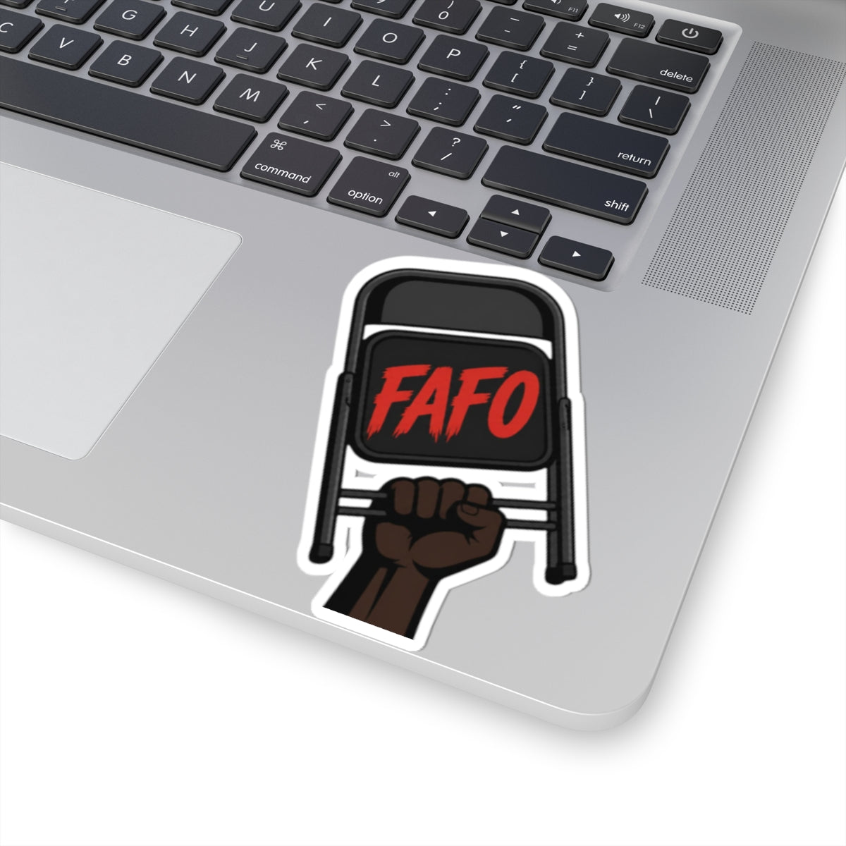 FAFO Protest Sticker — Raised Fist Holding Folding Chair Vinyl Sticker