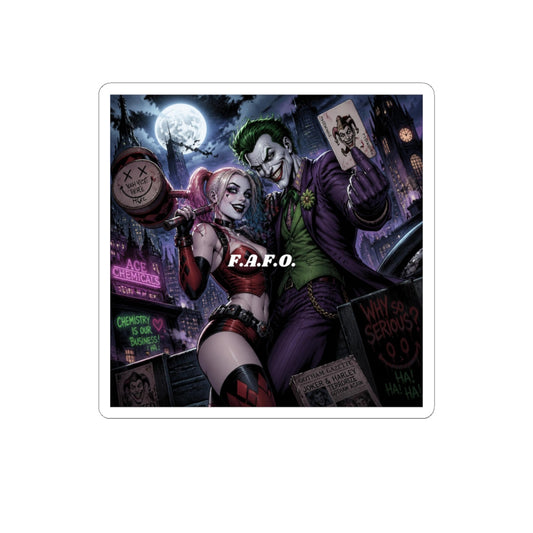 Harley Quinn & Joker Nightscape Sticker - Kiss-Cut Vinyl Decal