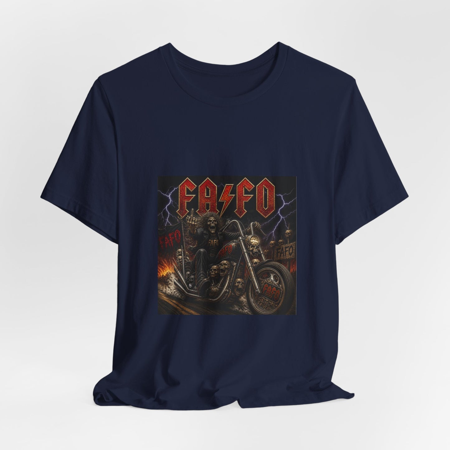 Motorcycle Skull Band Tee – 'CASEO' Heavy Metal Rider T‑Shirt