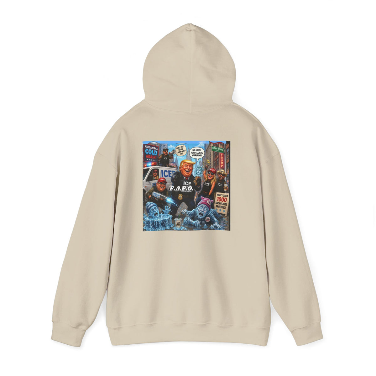 Political Collage Hoodie — Vintage Protest Pop-Art Sweatshirt (ICE, MAGA, 2020s)
