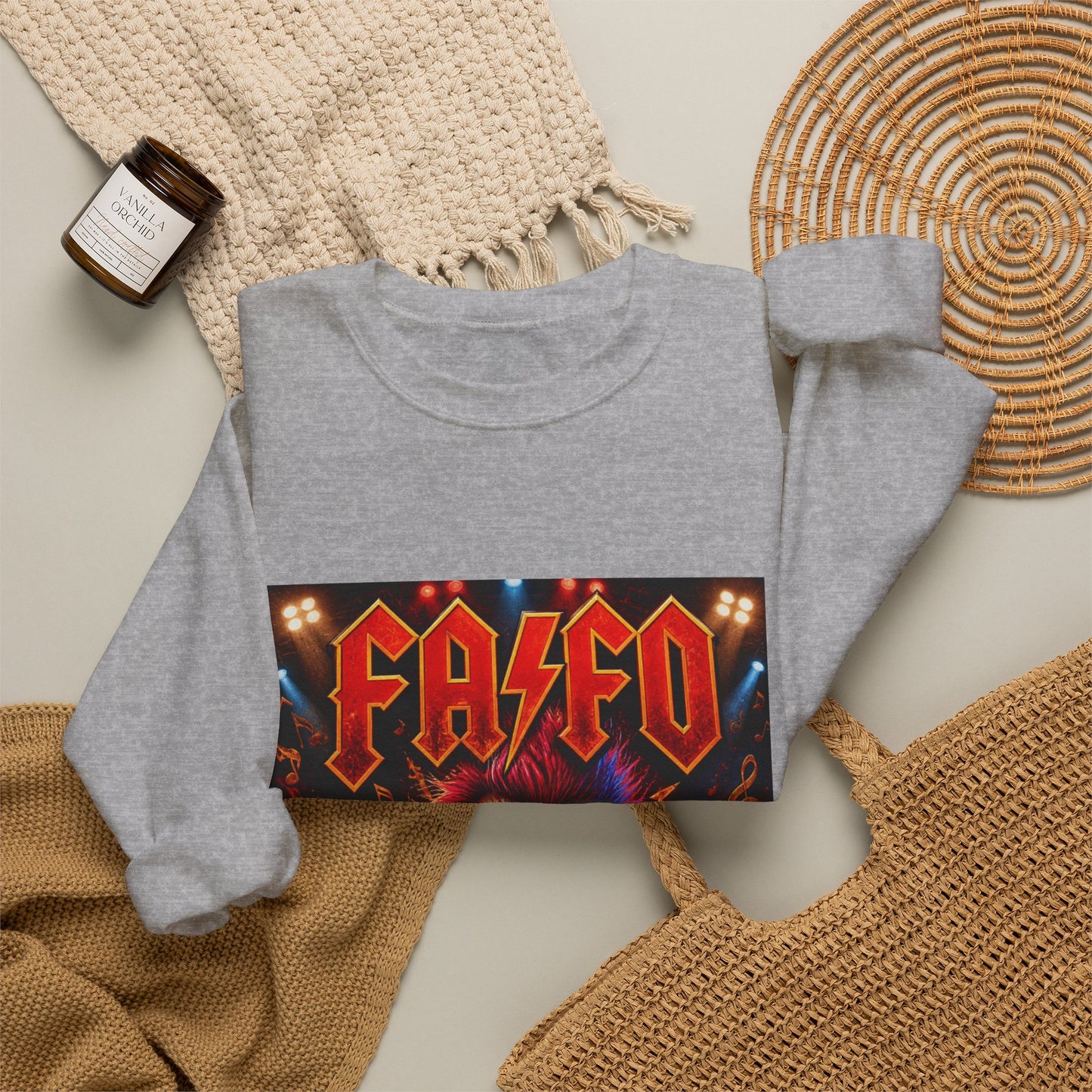 Crewneck Sweatshirt - 'Faded' Grunge Skull Design