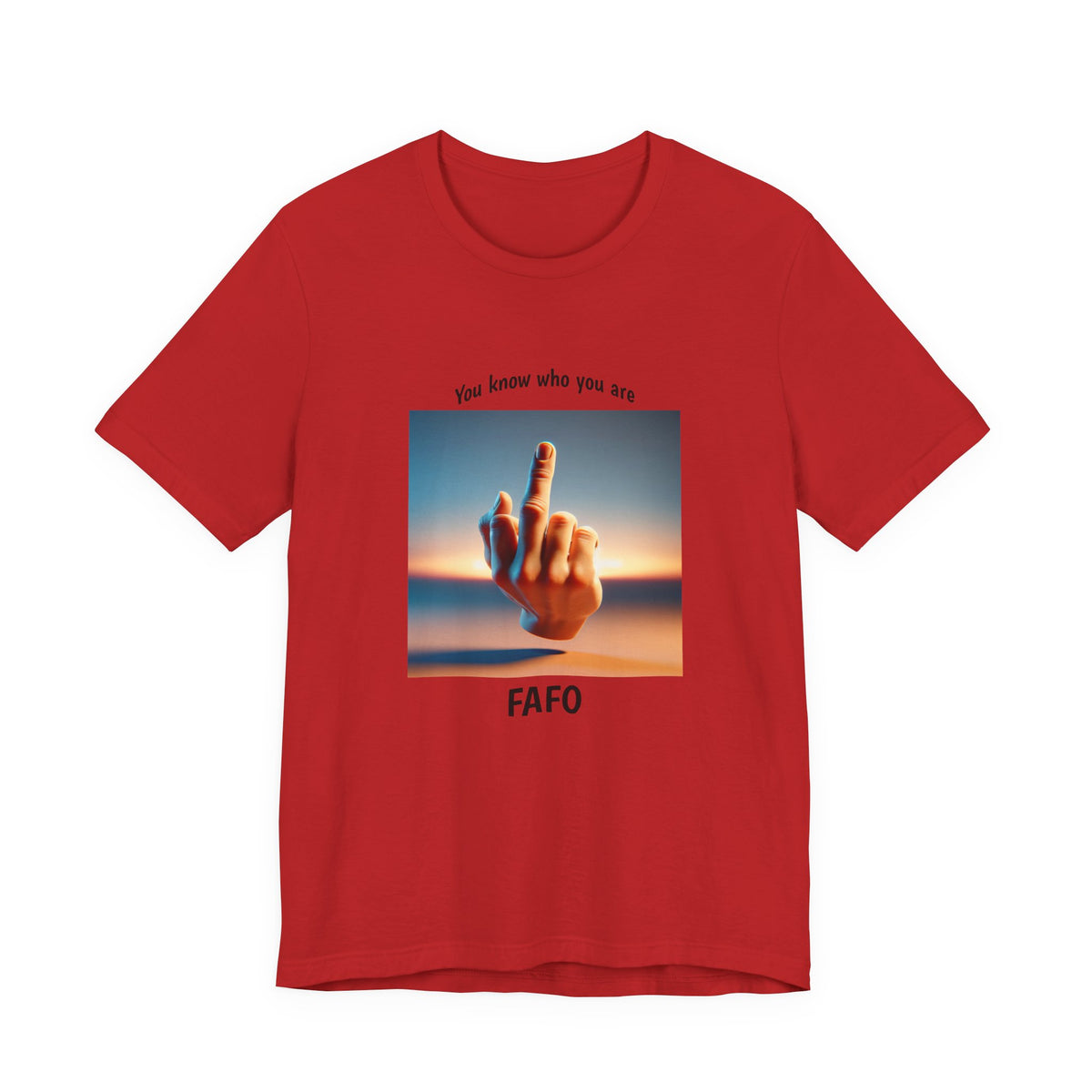 Sunset Middle Finger Graphic Tee – 'FAHO' Casual Statement T-Shirt